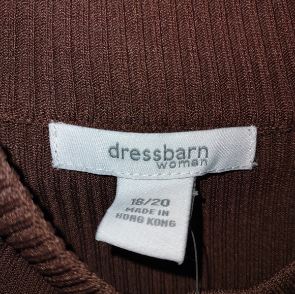 Dressbarn NWT Mock Turtleneck Sleeveless Ribbed Knit Shell, Cocoa Brown 18-20/2X - Picture 5 of 8
